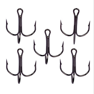 Black Fishing Hook High Carbon Steel Treble