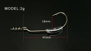 Hooks for soft fishing bait of carbon steel hooks