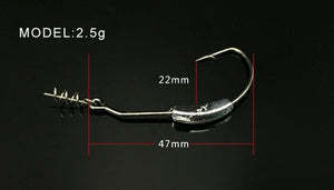 Hooks for soft fishing bait of carbon steel hooks