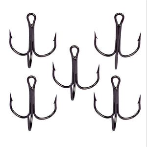 Black Fishing Hook High Carbon Steel Treble